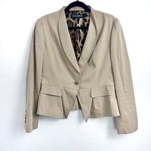 Dolce & Gabbana Tan Single Button Blazer with Shawl Collar Sz 48 Euro
